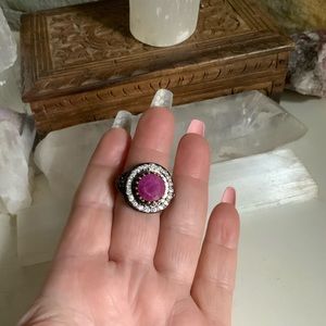 Two Tone Simulated Diamond Ruby Ring
